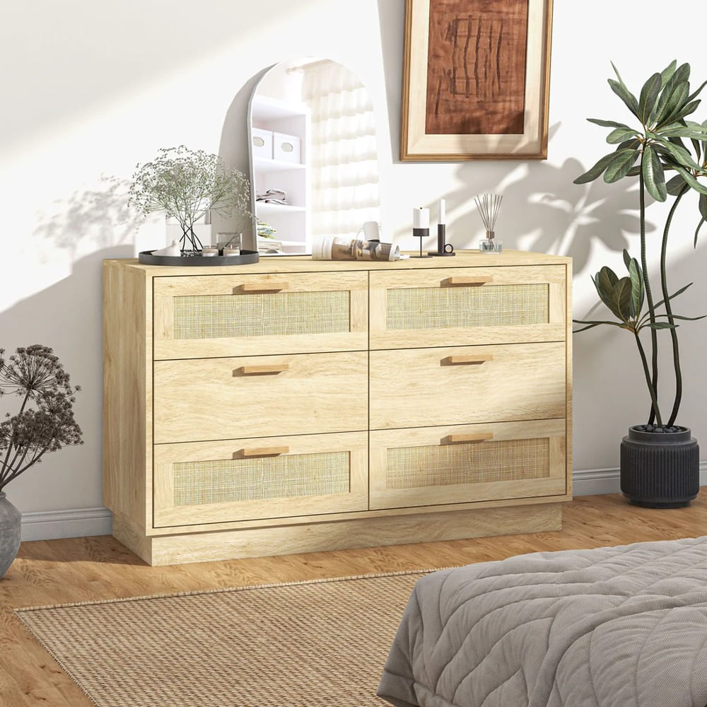 Comoda Kana con Ratán y Canto Grueso Color Rovere TU MESITA