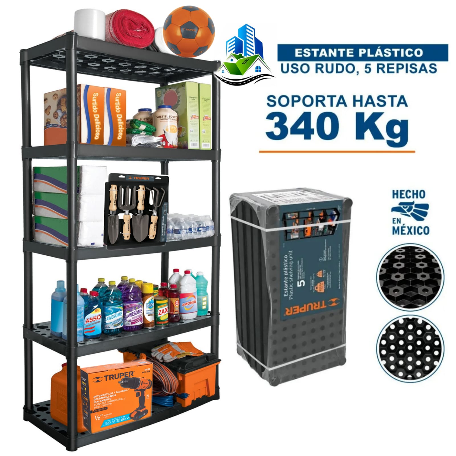 Estante Plastico estante organizador 5 repisas Truper