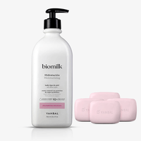 Set Crema Corporal Biomilk Frambuesa Granada 750 ml + Jabón Barra 4 Unidades