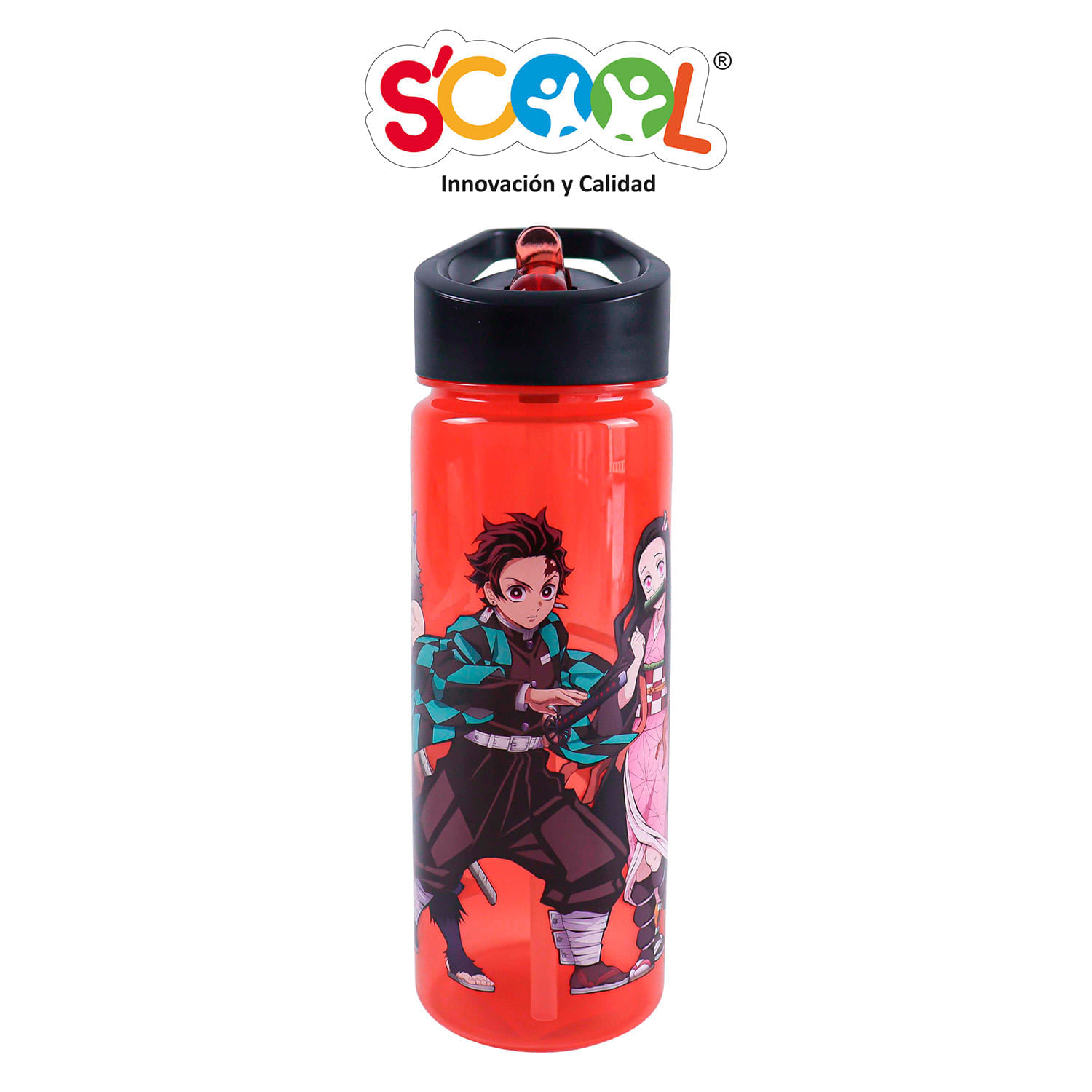 Botella Scool Demon Slayer Con Caña Pp 590Ml