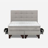 Dormitorio Con Cajon Tempo Plus King + Cabecera Issey Niebla