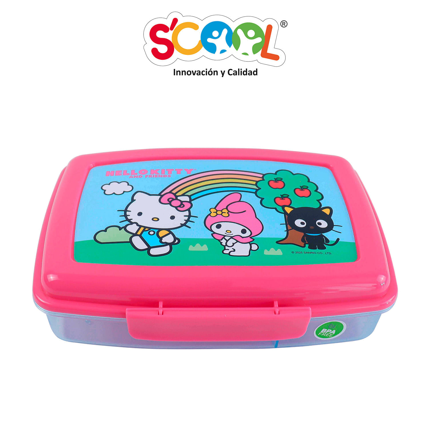 Taper Scool Hello Kitty Friends Polipropileno Con 3 Divisiones 1Lt