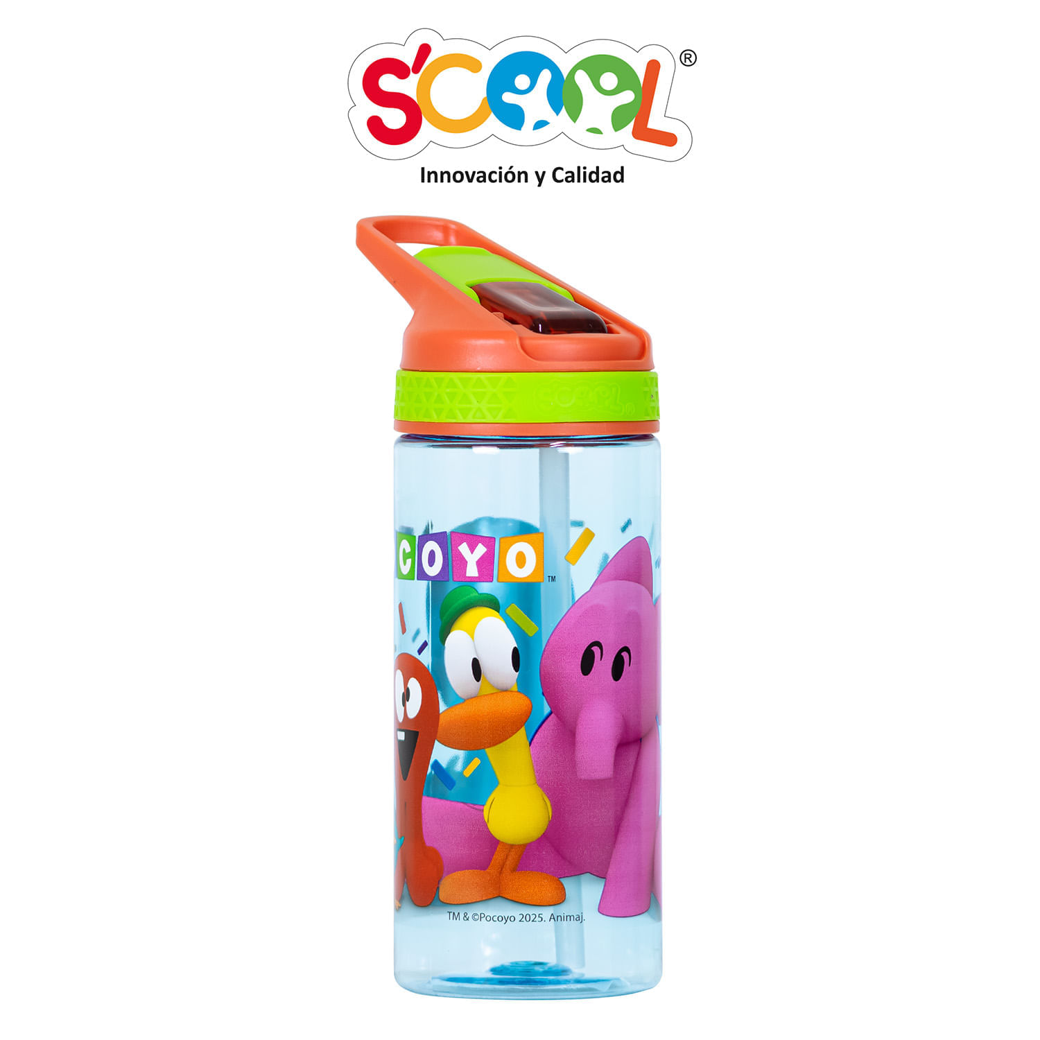Botella Scool Pocoyo Pc Con Caña Niño 450Ml