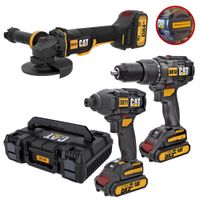 MEGACOMBO TALADRO PERCUTOR ATORNILLADOR DE IMPACTO AMOLADORA BRUSHLES 18V CAT