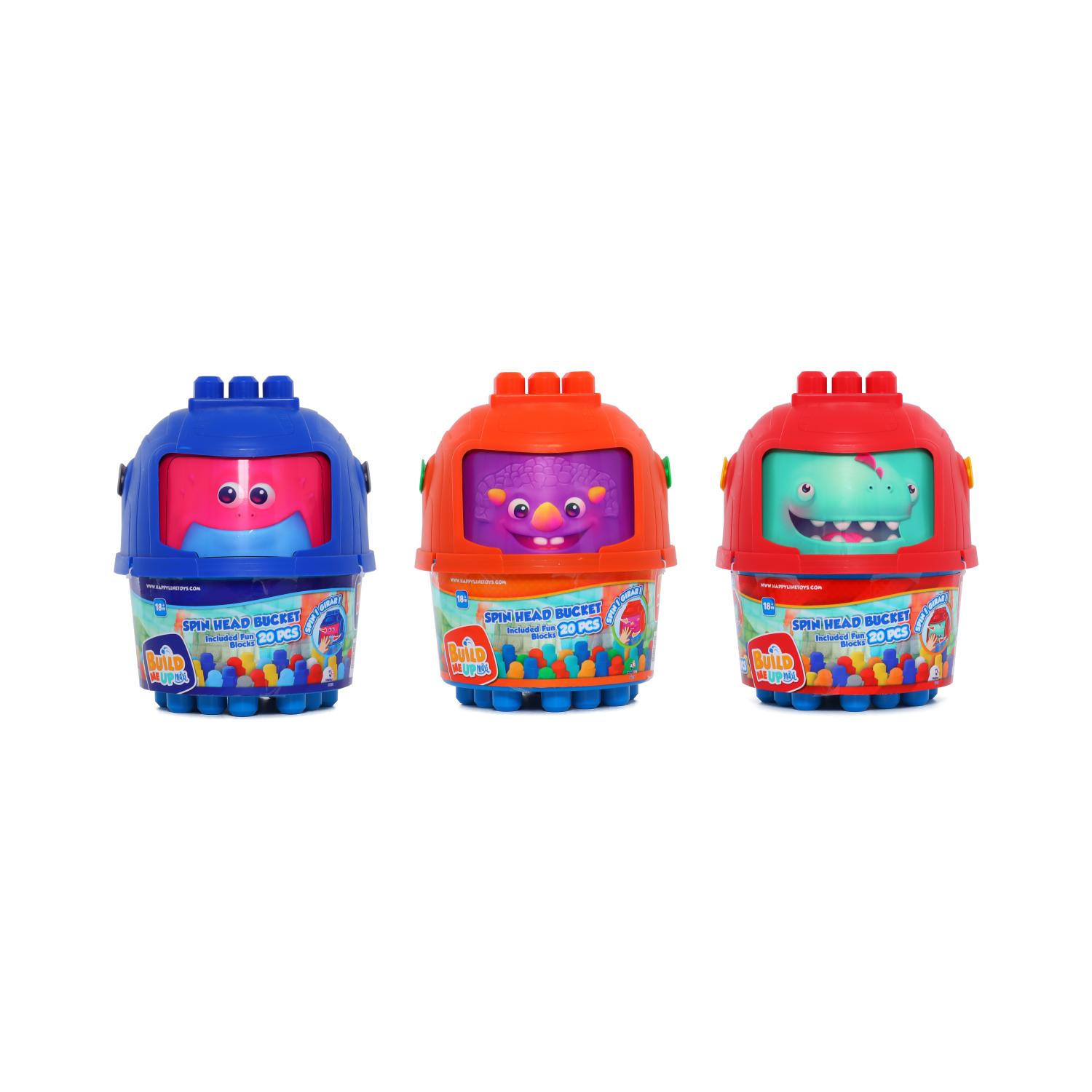 Bloques Build Me Up Maxi Bucket Dino Gira Cabeza 20 Piezas