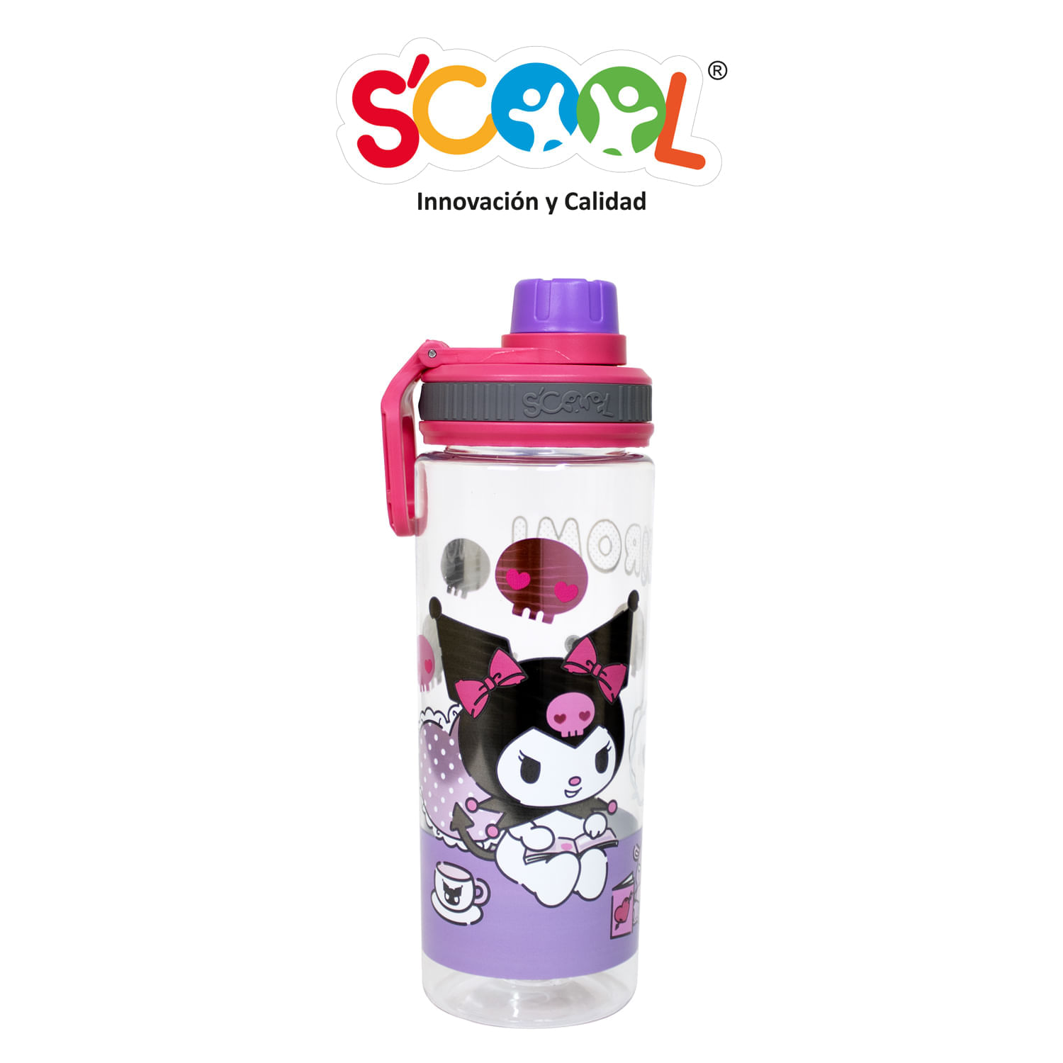 Botella Scool Kuromi Pc Tapa Rosca 600Ml
