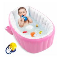 Bañera De Bebe Baño Inflable Portátil Con Bomba Rosado