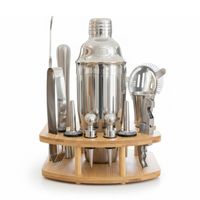 Set de Coctelería 12 Piezas con Base de Bambú Completo