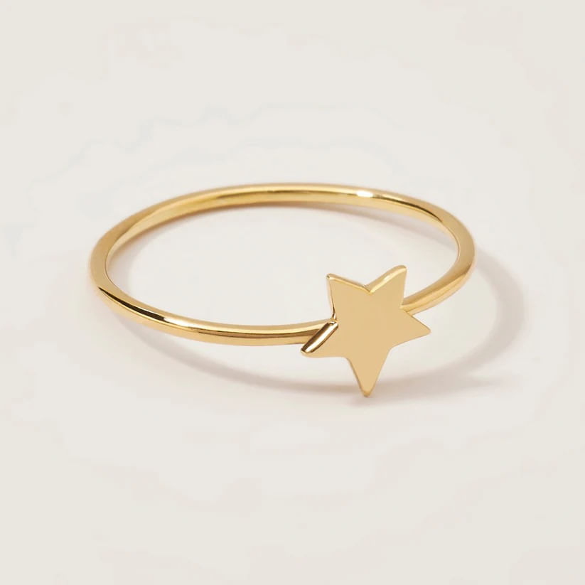Anillo de Oro 18K Mujer Joyería Fina talla 7 US