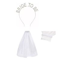 Set de velo blanco y vincha plateada bride to be para la novia despedida de soltera