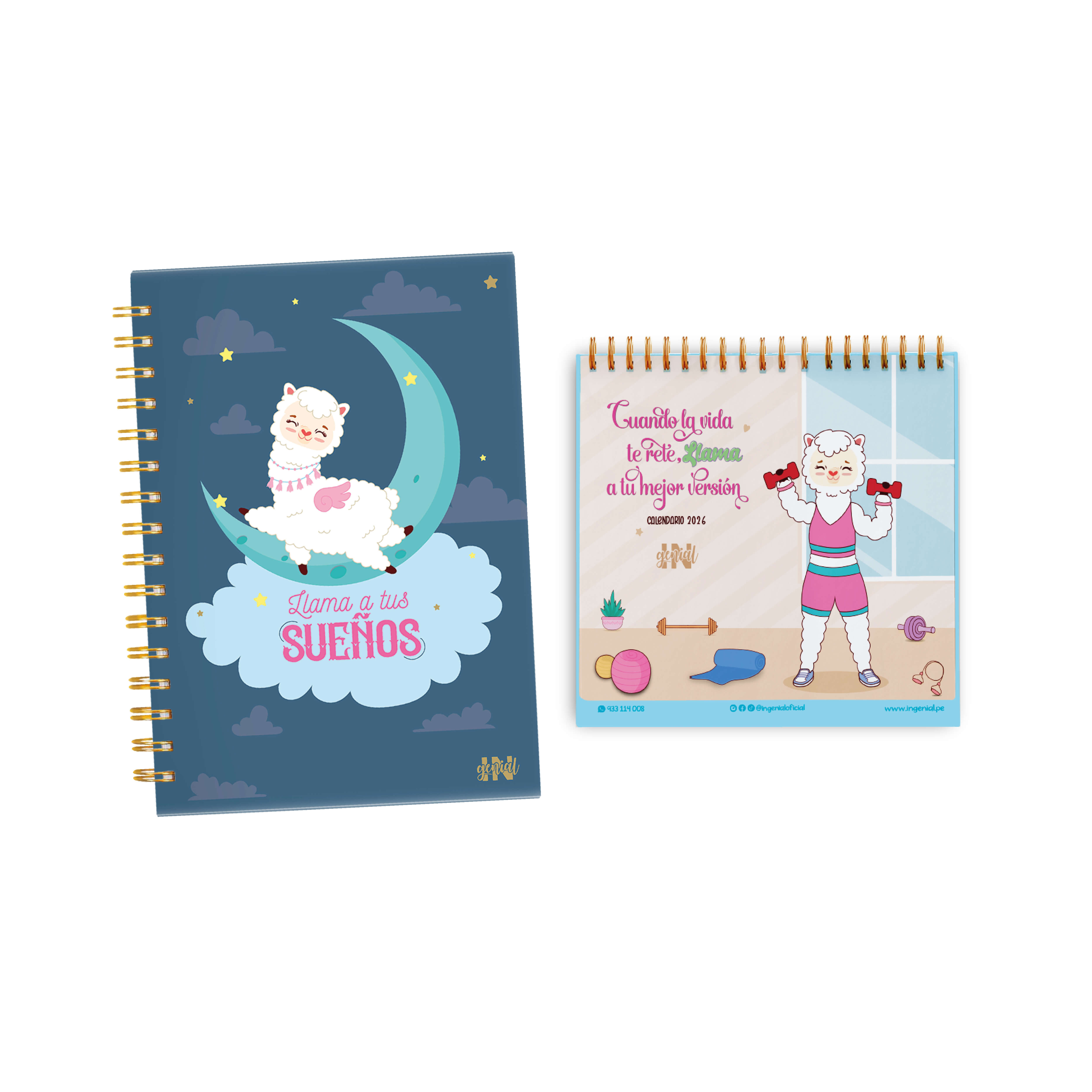 Pack Ingenial Llama a tus sueños: agenda diaria infinita + calendario 2026 - copy