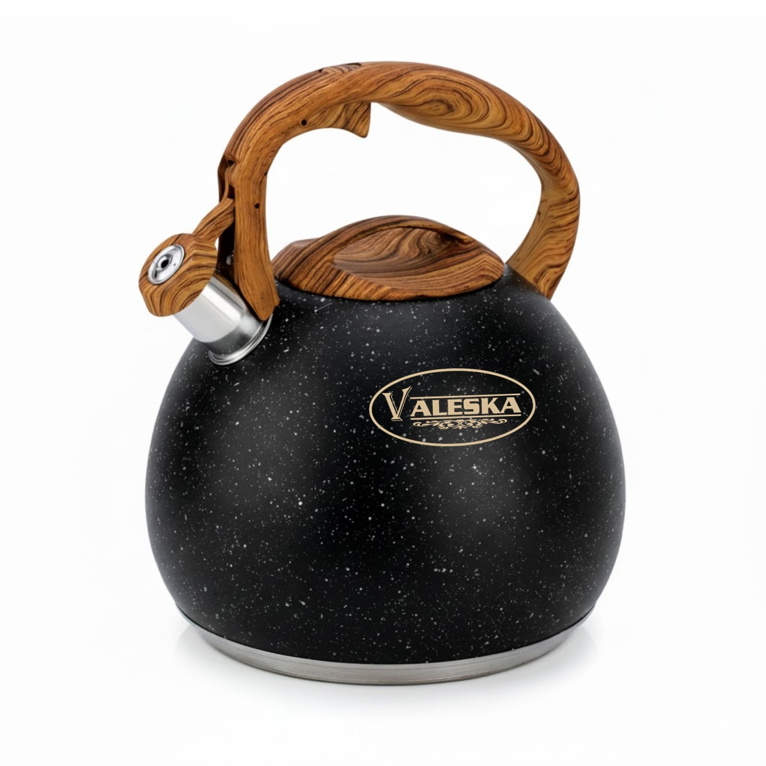 Tetera Valeska Estilo Roca Volcánica Con Silbato 5 Litros Negro