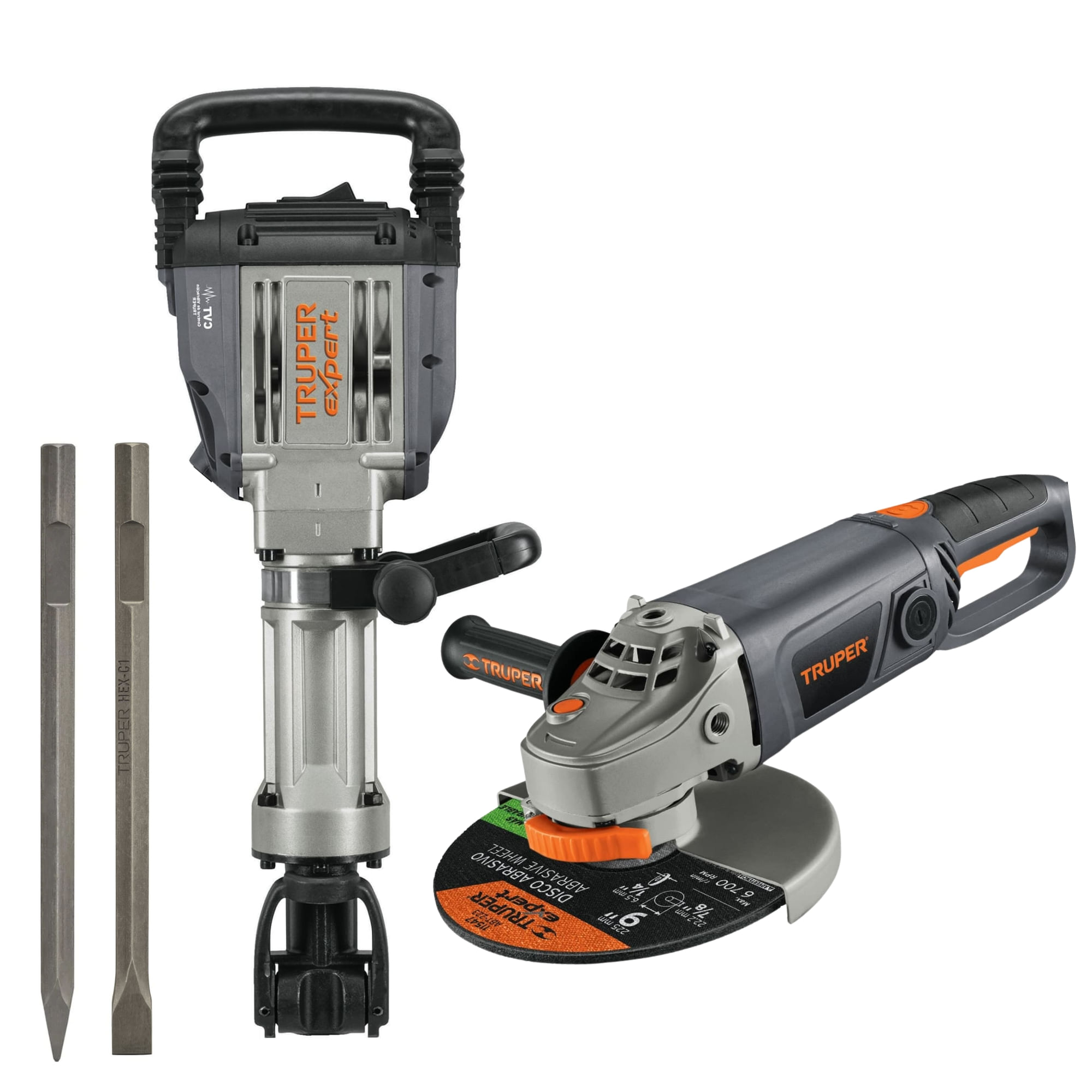COMBO Martillo demoledor 1600W AMOLADORA 9 2000W Truper Expert