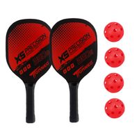 SET DE RAQUETAS PICKEBALL PARA ENTRENAMIENTO MADERA CON 4 PELOTAS TORNEO ROJO