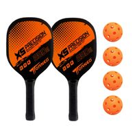 SET DE RAQUETAS PICKEBALL PARA ENTRENAMIENTO MADERA CON 4 PELOTAS TORNEO NARANJA