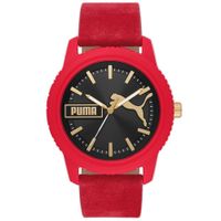Reloj Puma Ultrafresh P5107 Correa Cuero Rojo Dial Negro