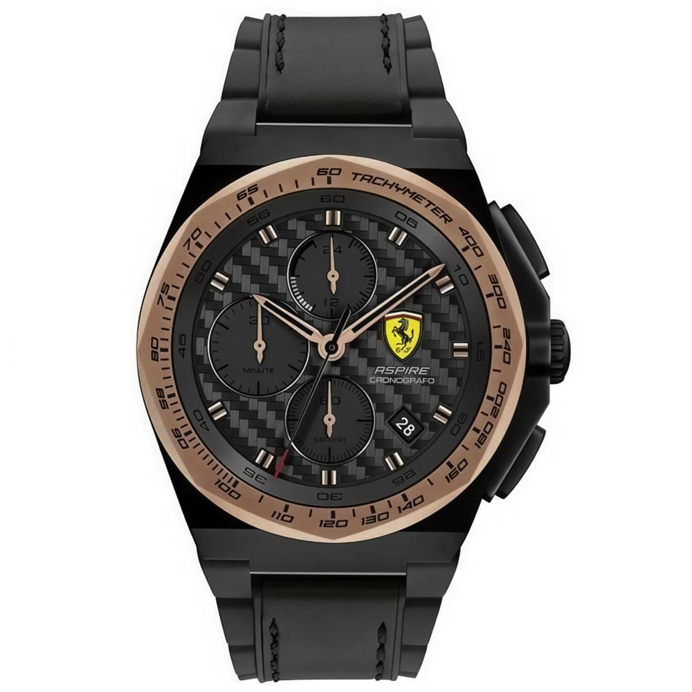 Reloj Ferrari Aspire 0830867 Fecha Cronómetro Acero Inoxidable Correa de Silicona Negro