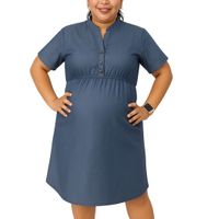 Vestido De Tela Tipo Jeans  TALLA M ACERO