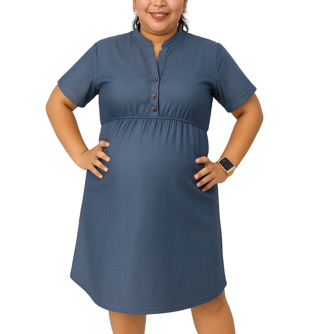 Vestido De Tela Tipo Jeans TALLA L ACERO