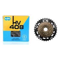 Piñon Shimano mega 7v relación 14y34 Y Cadena Kmc 7v Para Bicicleta