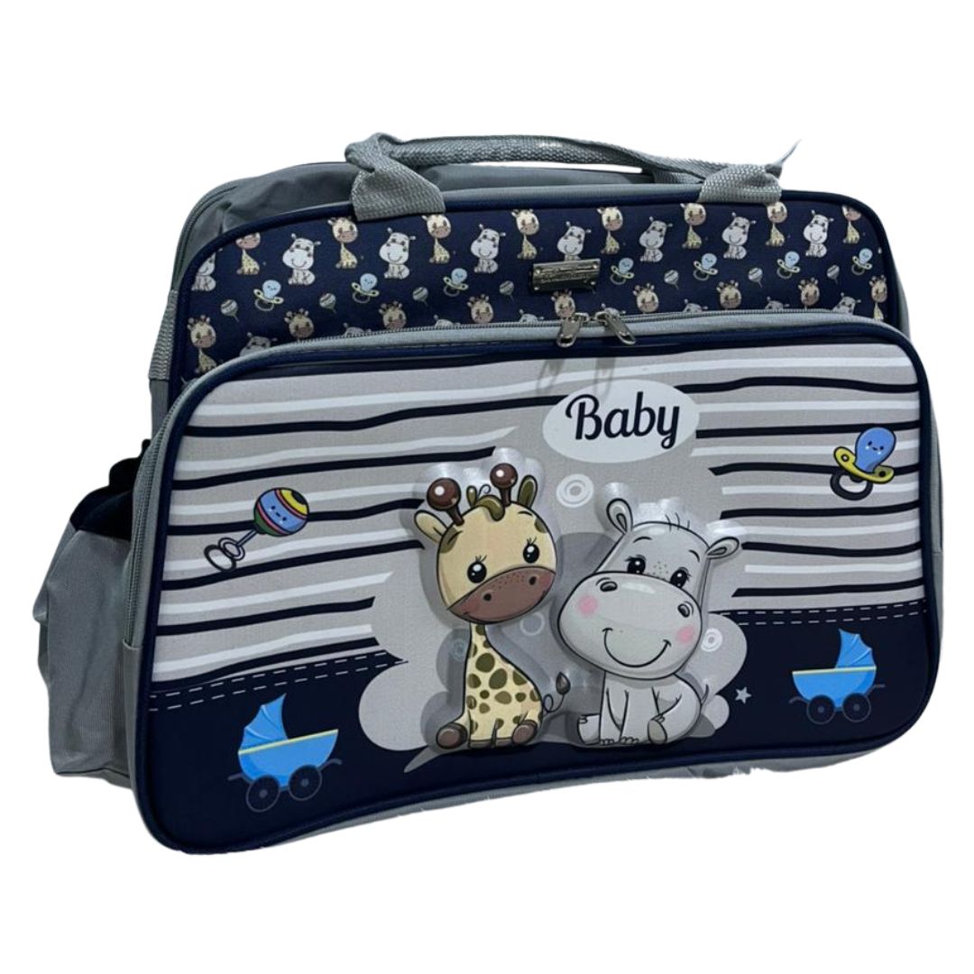Bolso cartera pañalera para bebe azul con diseño