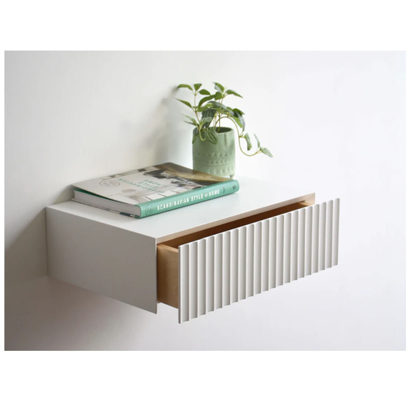 Velador Flotante Jimix color Blanco Acanalado 1 cajón TU MESITA