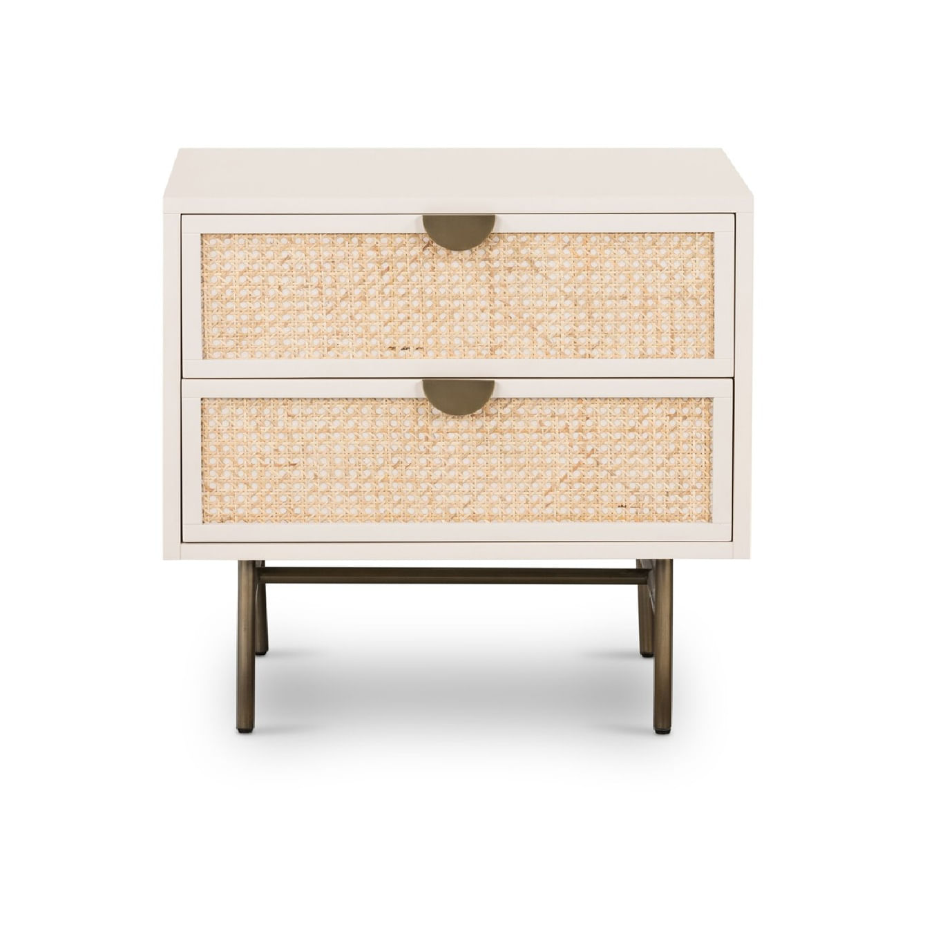 Mesa de Noche con Ratán Tadeo color almendra 2 cajones TU MESITA