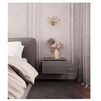 Velador Mesa de Noche Pottis Acanalado color Taupe 2 cajones TU MESITA