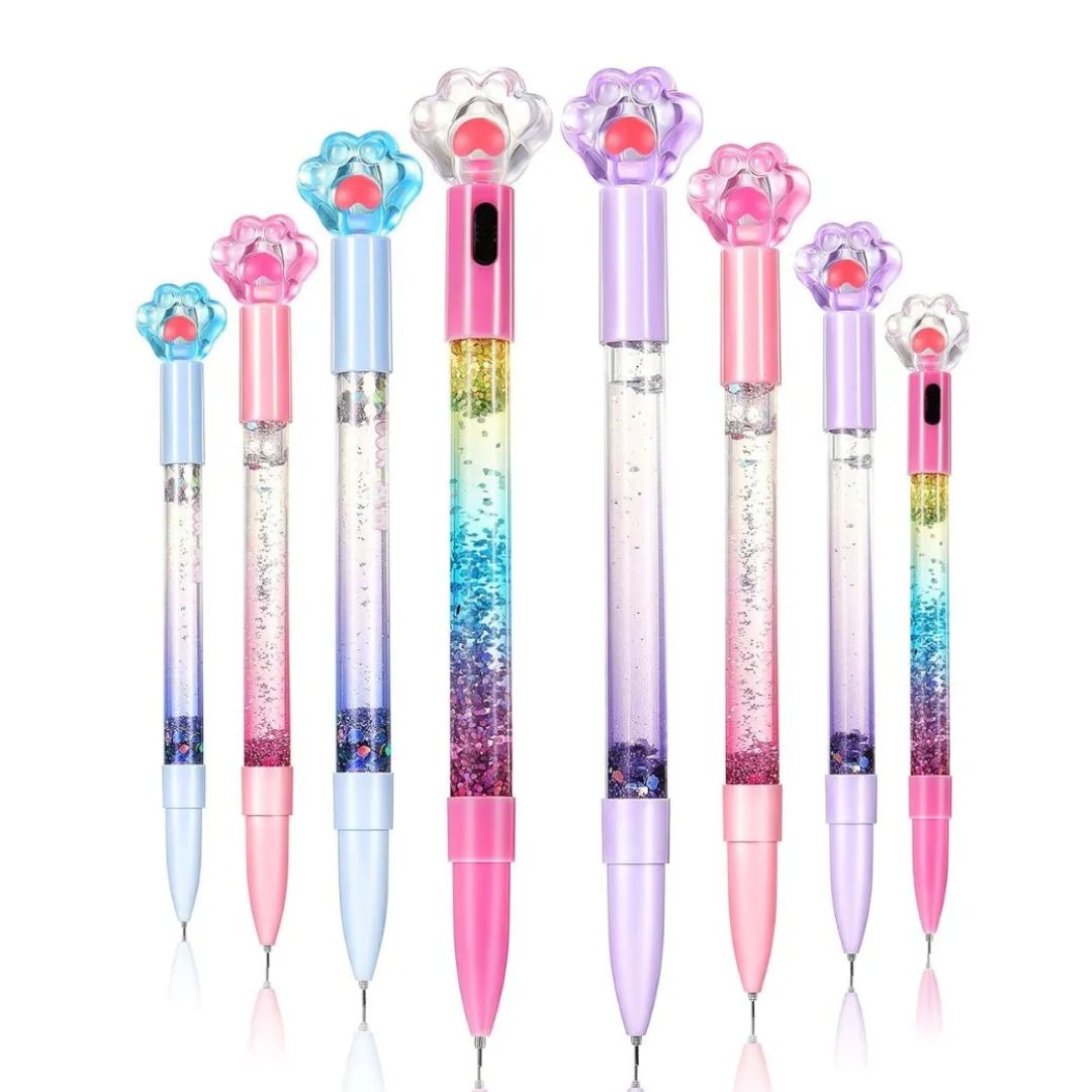 Pack 4 Lapiceros Lluvia Glitter Kawaii