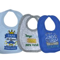 PACK 3 BABERO CON FRASE DE ALGODON NIÑO