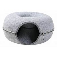 CAMA TUNEL DE FIELTRO PARA GATO GRIS CLARO