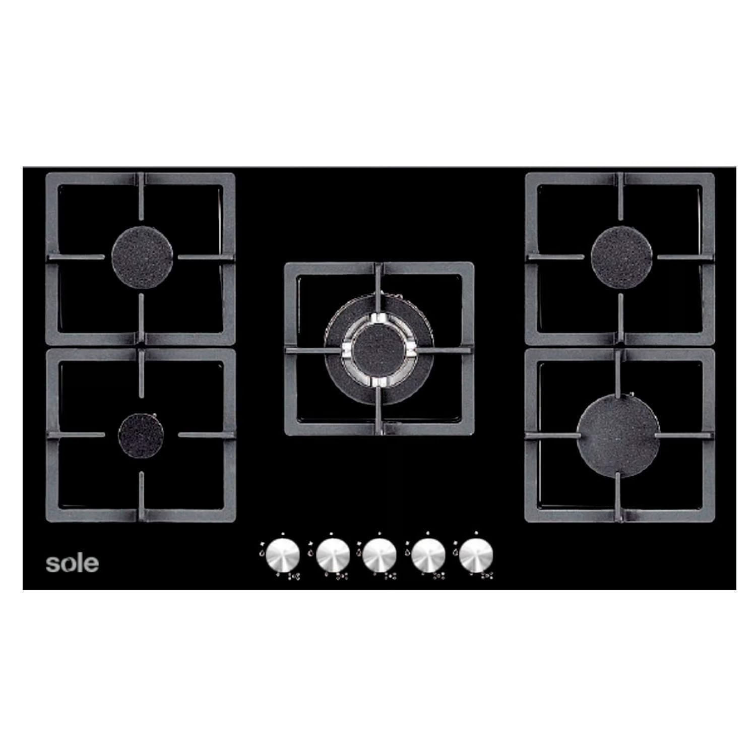 ENCIMERA VIDRIO TEMPLADO A GAS 86CM 5H SOLE – SOLCO041 - Diseño/moderno !OFERTON!