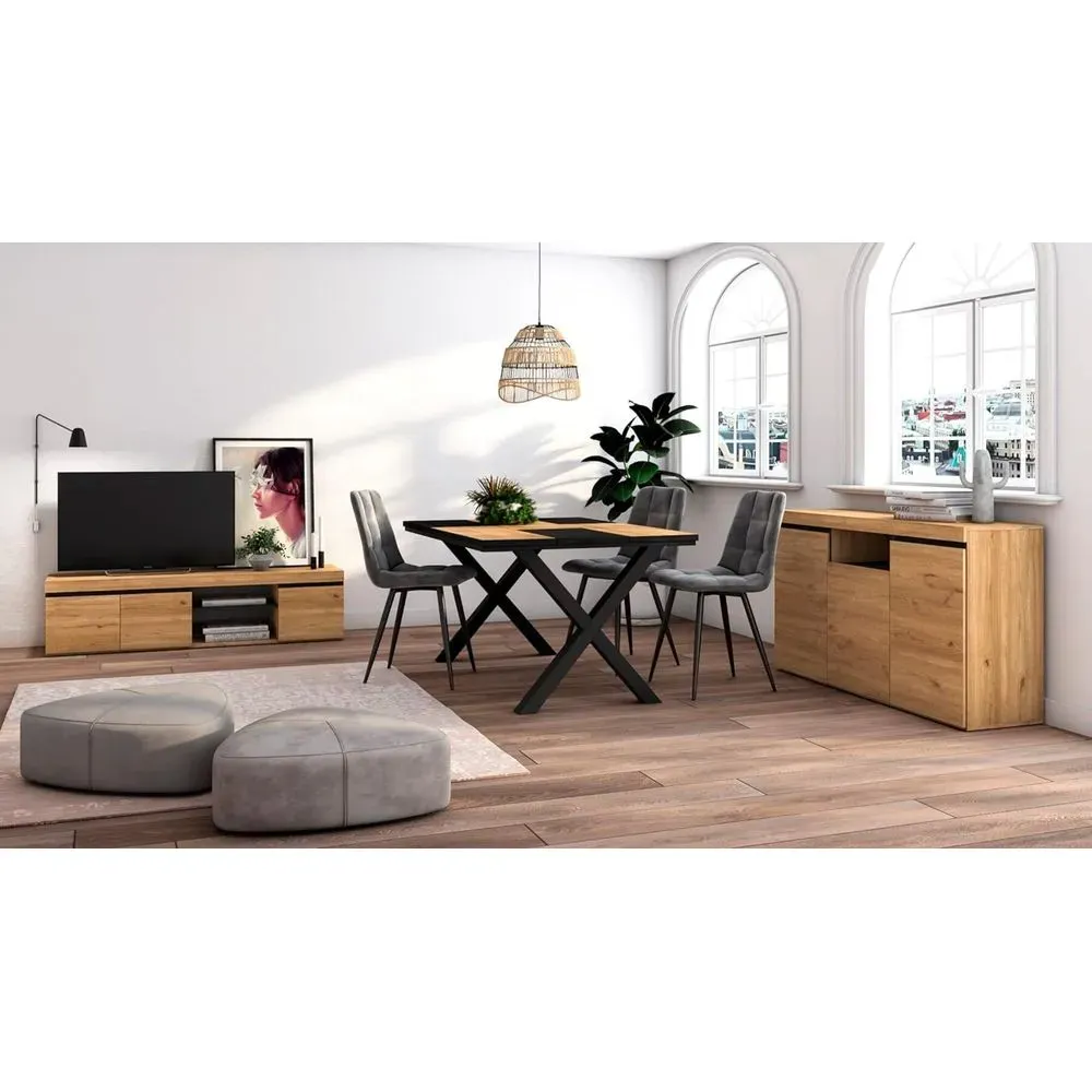 Mesa Rústica Leopoldo color Negro/Duna TU MESITA