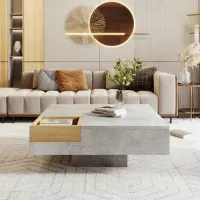 Mesa de Centro Cuadrada Angelus color Gris/Duna TU MESITA