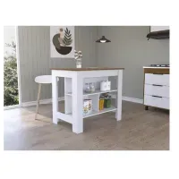 Mesa Auxiliar de Cocina TU MESITA Marlon color Blanco/Marrón en Melamina 18mm