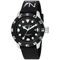 Reloj Nautica NSR 100 NAD09509G Fecha Acero Inoxidable Correa de Silicona Negro