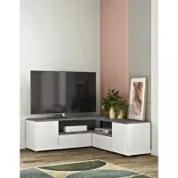 Mesa de TV Esquinera Moderna Cabo Gris/Blanco