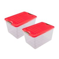 Combo Reyplast: 2 Cajas Organizadora Movil Suprema #50 37.5 litros- con Tapa Color Aleatorio