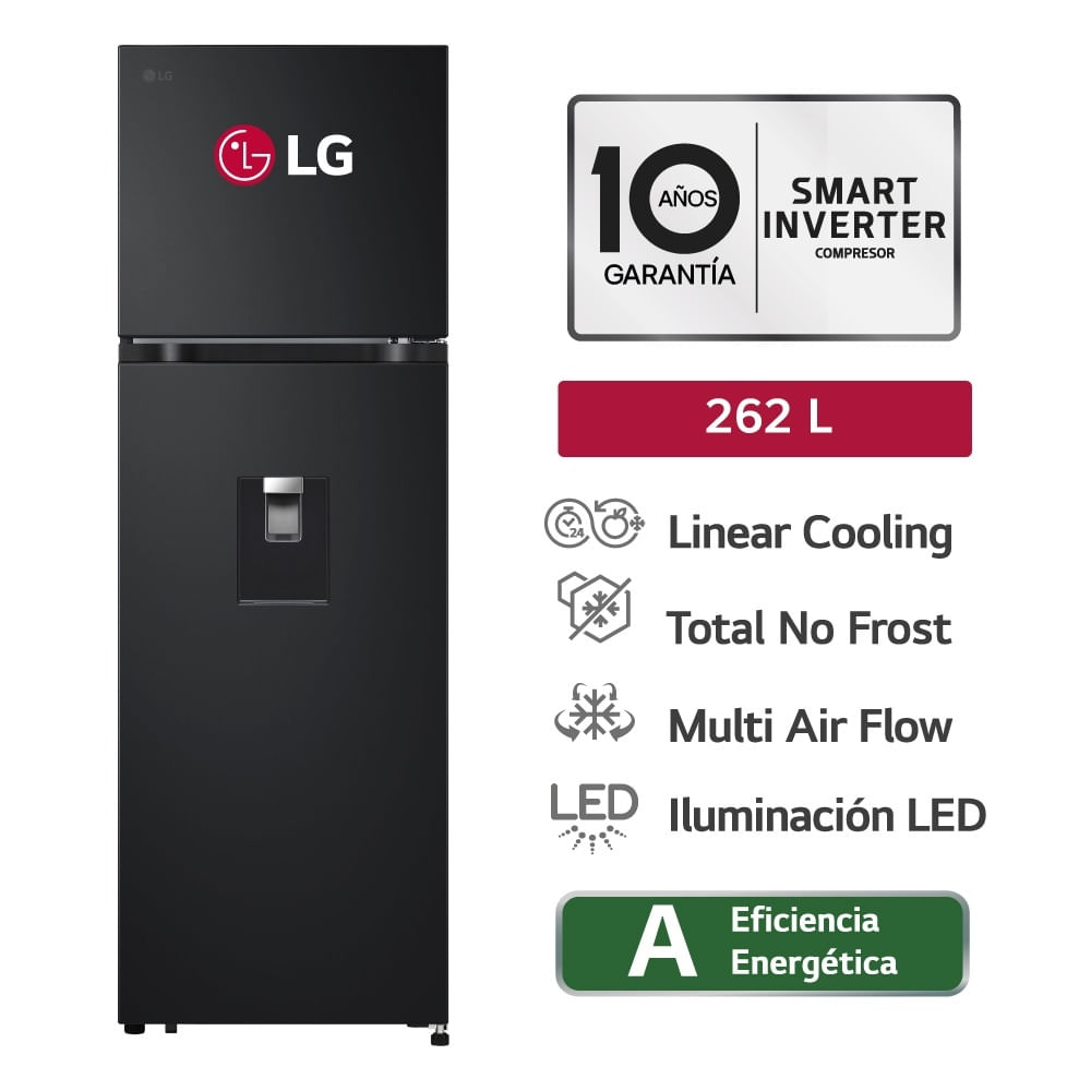 Refrigeradora LG 262LT Linear Cooling VT26WPM Negro Mate