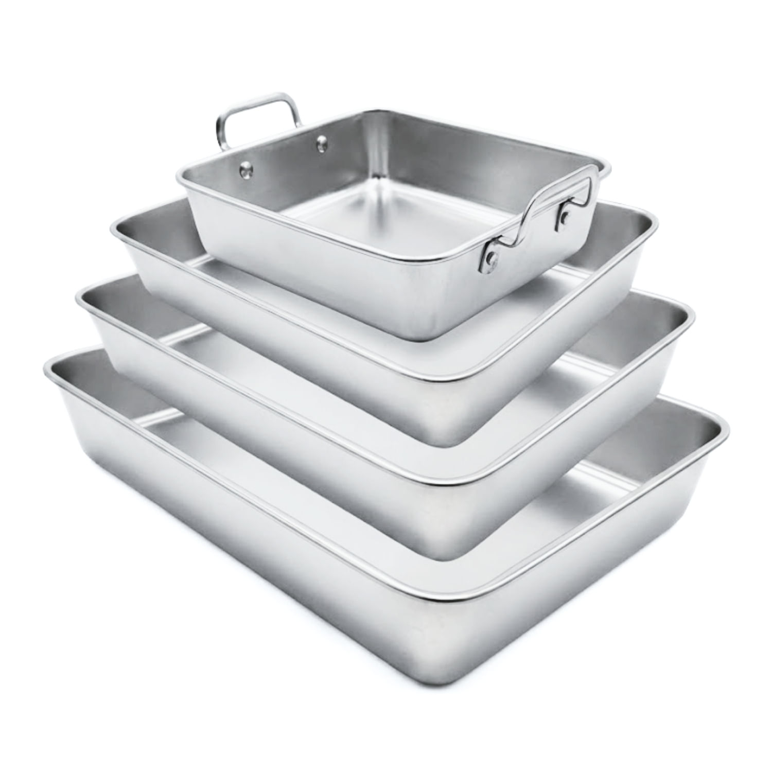 Set De 4 Bandejas De Acero Inoxidable Para Horno