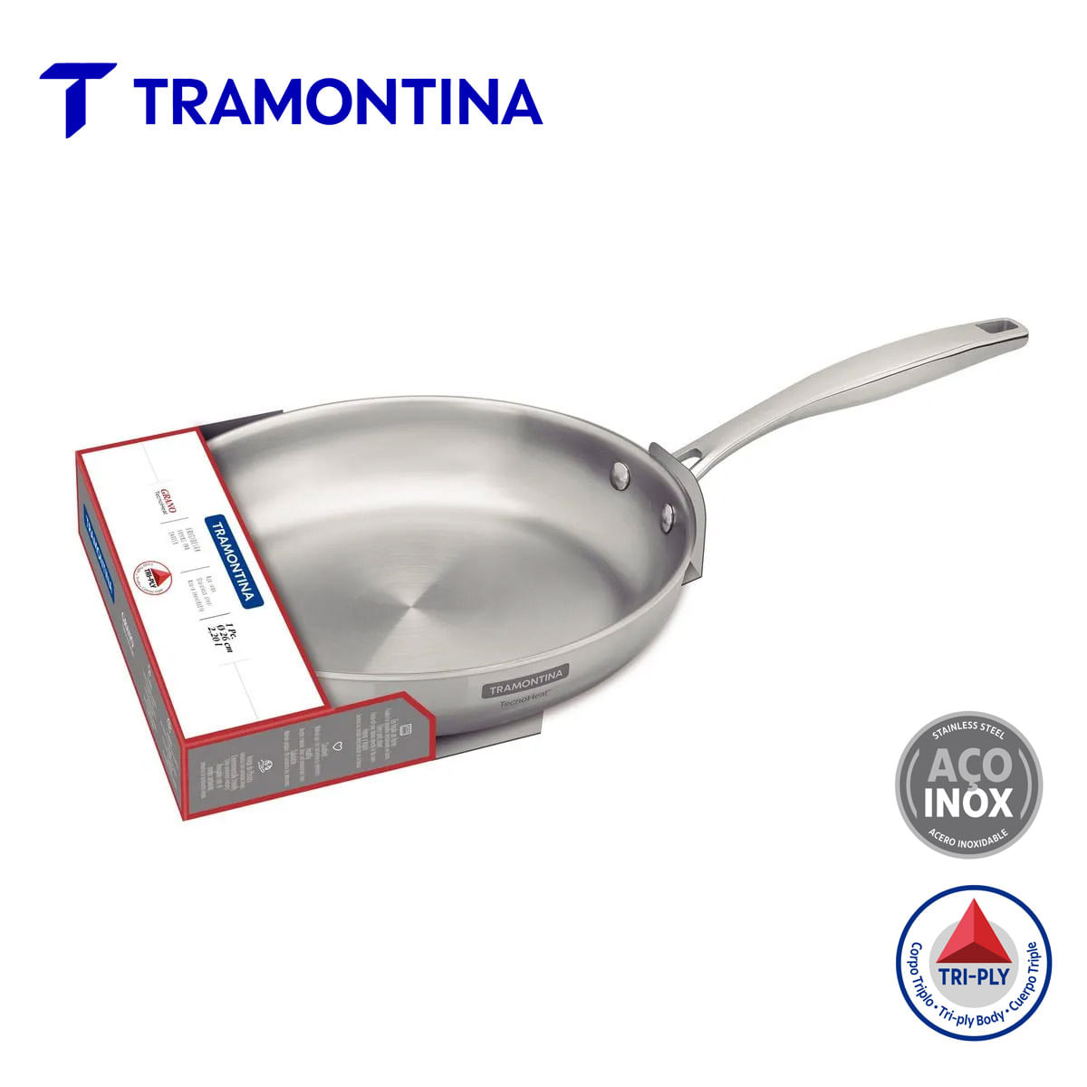 SARTÉN TRAMONTINA 26 CM ACERO INOXIDABLE GRANO 2.2 L