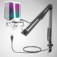 Micrófono Fifine A6T con Soporte de Brazo -RGB para PS4/PS5 PC - Withe