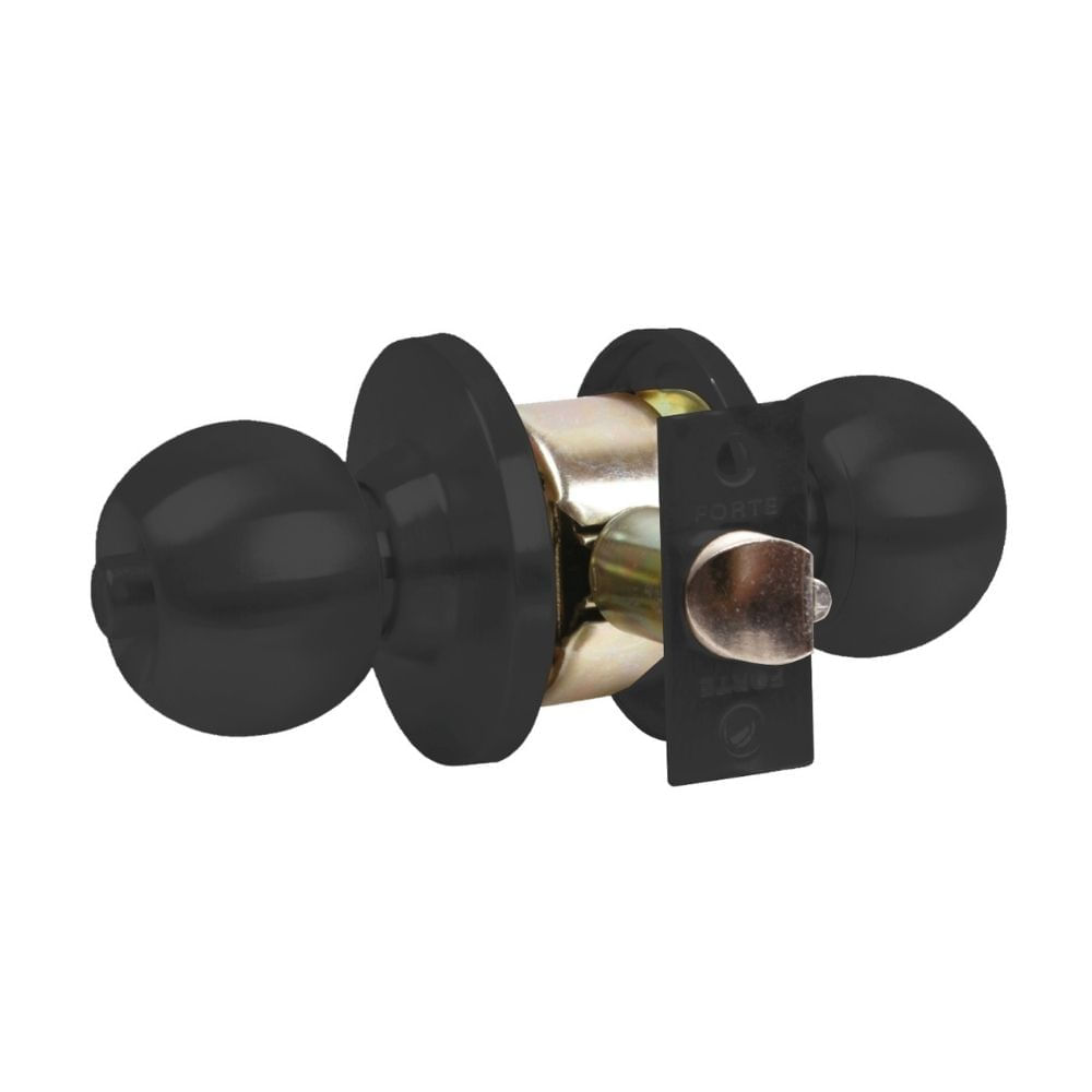 Cerradura Pomo Forte Dormitorio Negro Mate