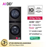 Centro de Lavado LG WashTower Carga Frontal WK22BS6 22/16 Kg Negro Acero