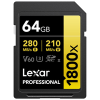 Memoria SDXC U3 V60 Lexar Professional 64GB - W:210MB/s -R:280MB/s 1800x