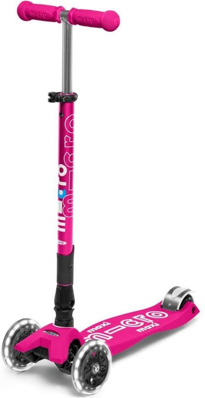 Scooter Maxi Micro Deluxe Foldable LED Rosado Brillante