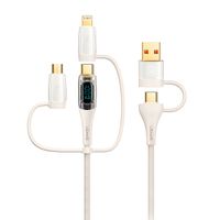 Cable celular carga rápida 6en1 A+C a C+L+M 100W 1.2m Beige