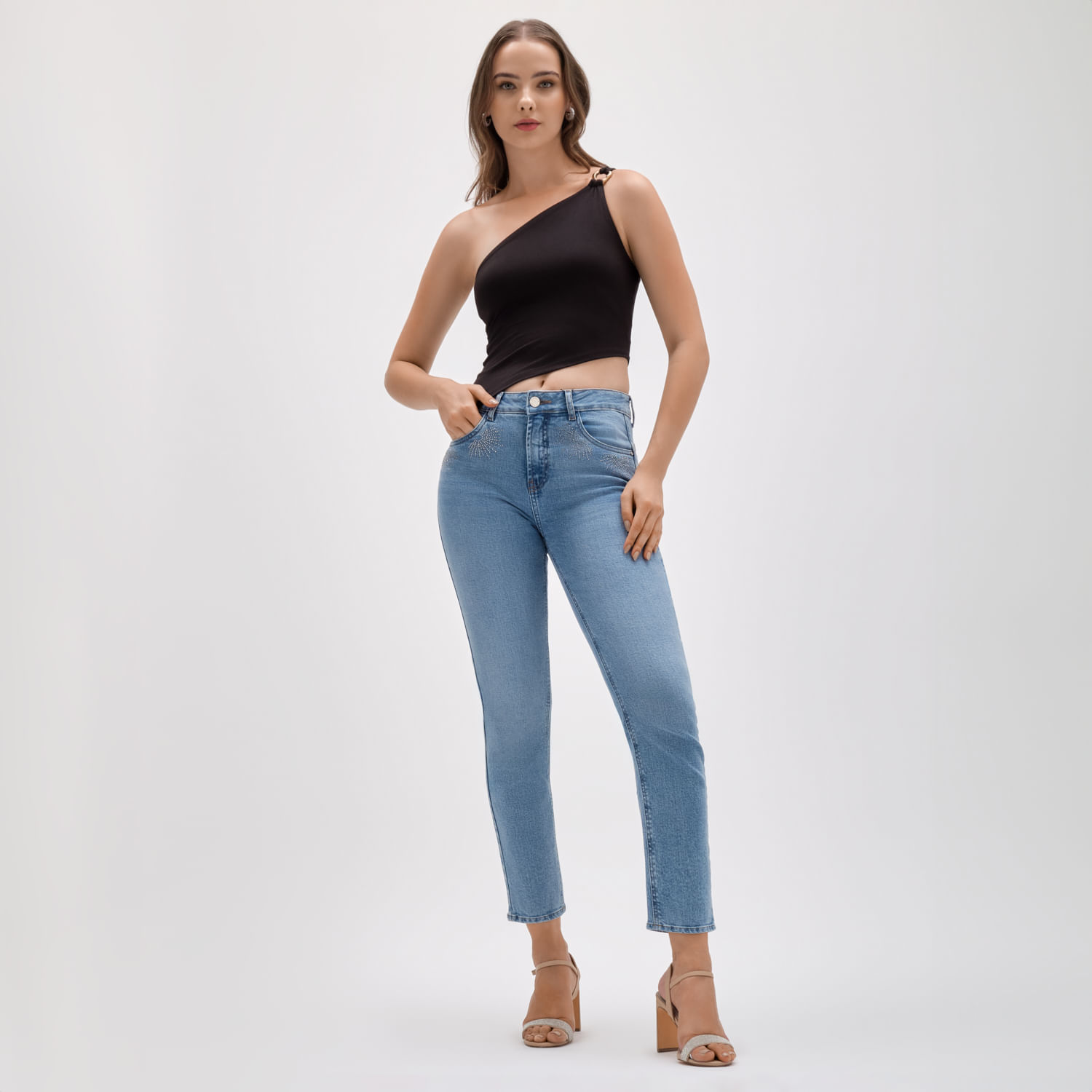 Jean Mujer Symbol Straight Brillos