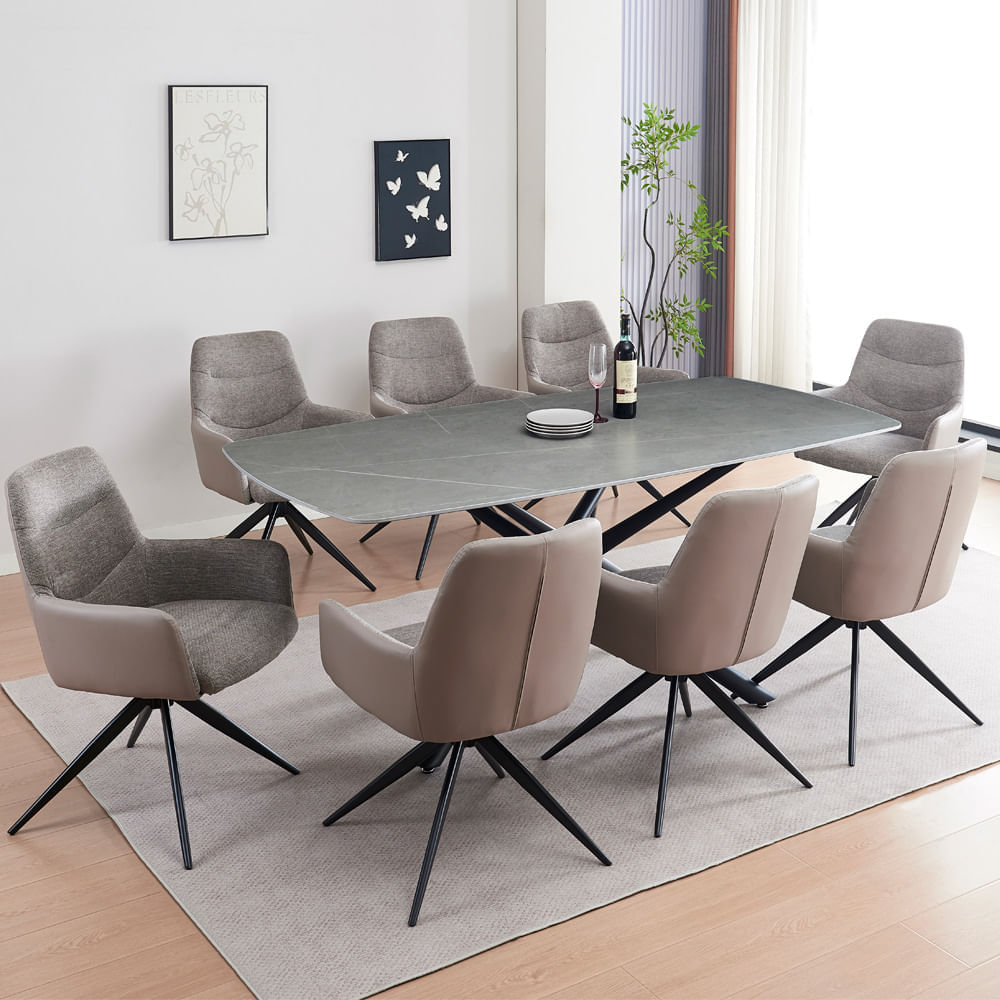 Juego De Comedor Alessandro 8 Sillas Gris