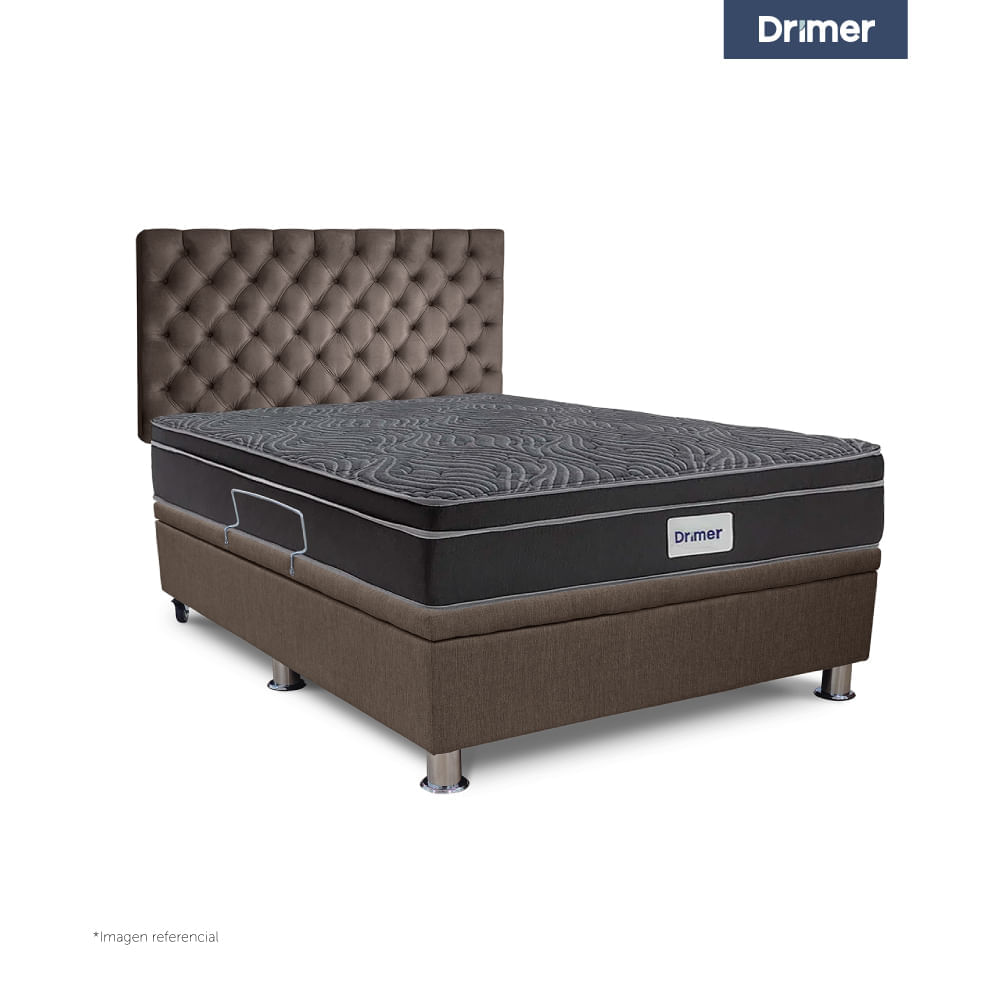 Dormitorio Praktibox Ventus Queen Capitone Marrón